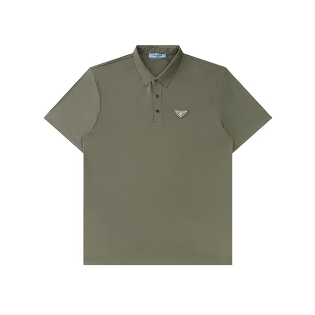 Prada Shirts Short-Sleeve Polo Shirt with Triangle Logo product detail image 11