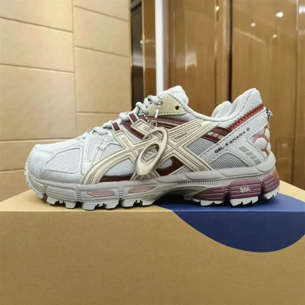 Asics Gel-Kayano 14 White Burgundy Running Shoes - 1