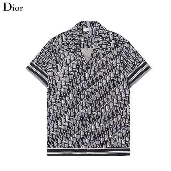 Dior Oblique Print Short-Sleeve Shirt in Monochrome - 1