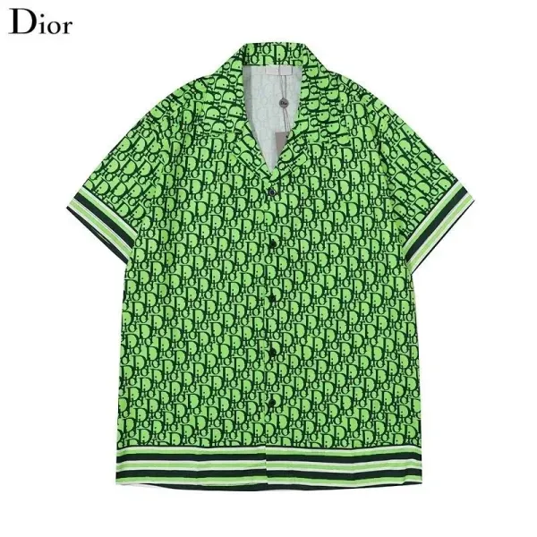 Dior Oblique Print Short-Sleeve Shirt Green - 1