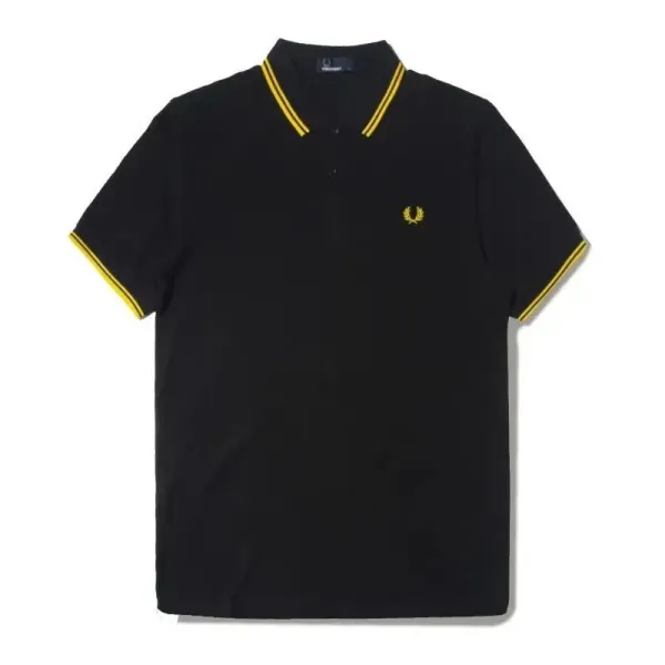 Fred Perry Twin Tipped Polo Black with Yellow Trim - 1