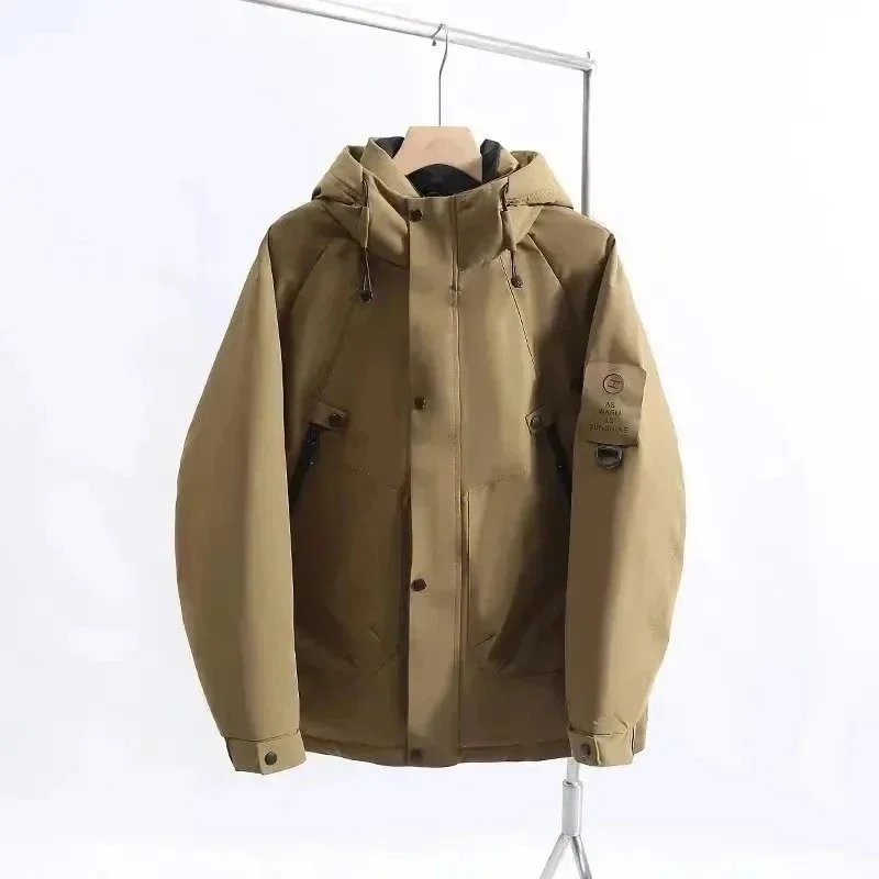 Design Tactical-Style Hooded Field Jacket Beige Outerwear - 1