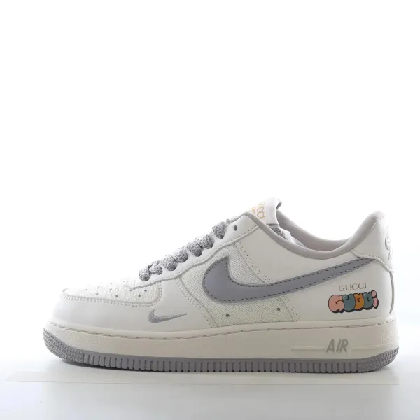 Nike x Gucci Air Force 1 Low White Gray Sneakers - 1