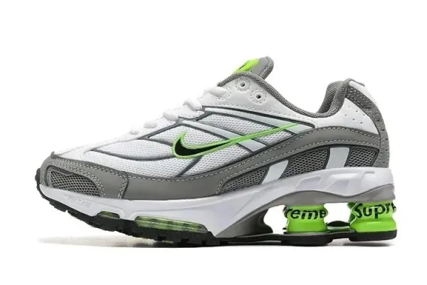 Nike Shox R4 x Supreme White/Gray/Lime Green Sneakers - 1