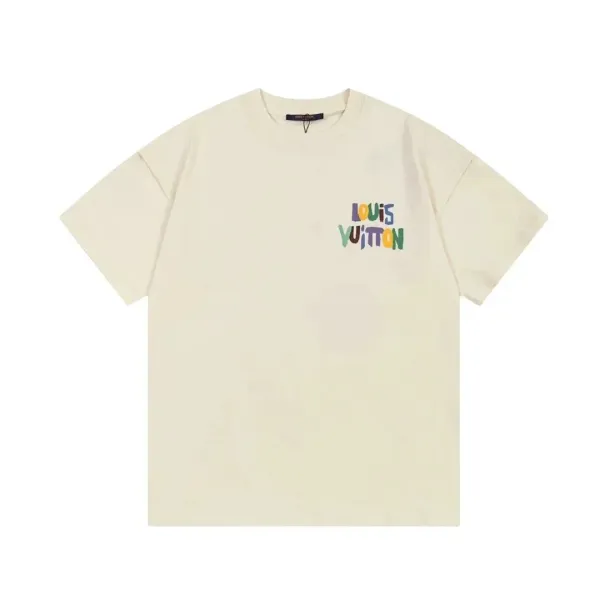 Louis Vuitton Multicolor Logo Print Beige T-Shirt - 1