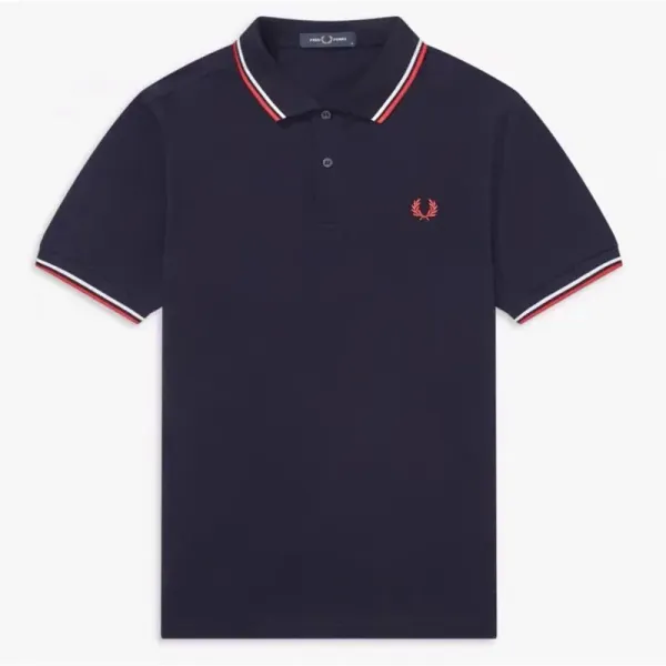 Fred Perry M12 Classic Polo Navy with Twin Tipped Collar and Cuff - 1