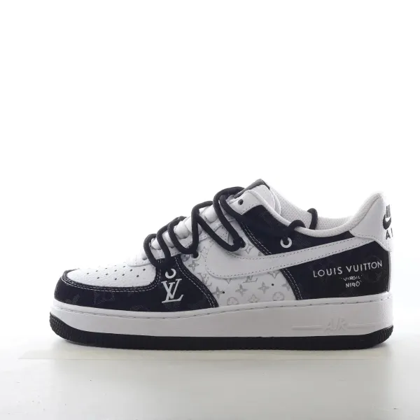 Louis Vuitton x Nike Air Force 1 Low Monogram Navy White Sneakers - 1