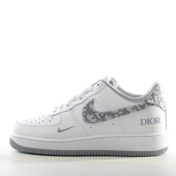Nike x Dior Air Force 1 Low White Oblique Sneakers - 1