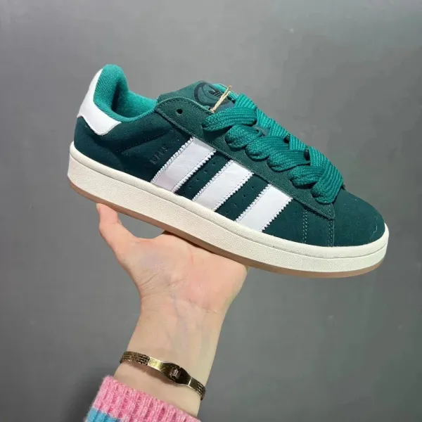 Adidas Originals Campus Green White Suede Sneakers - 1
