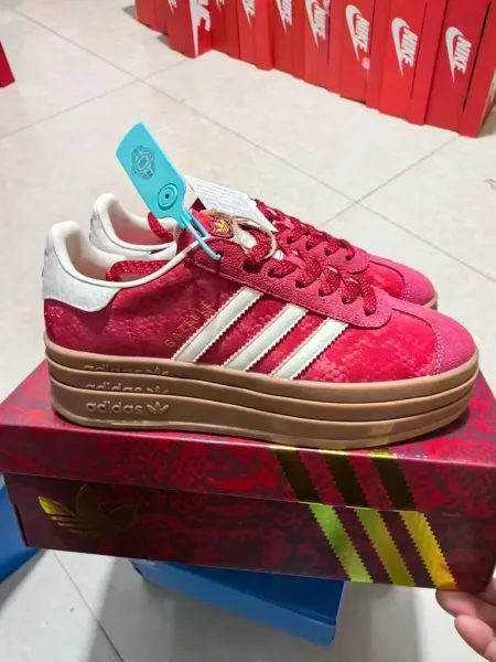 Adidas Originals Gazelle Platform Red Snake-Print Sneakers - 1