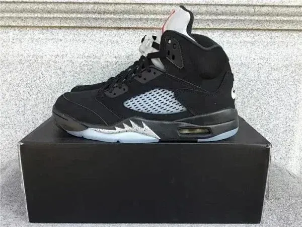 Air Jordan 5 Retro Black White Cement Sneakers - 1