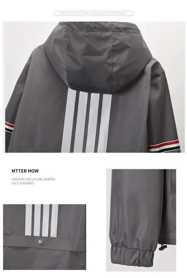 Unbranded Jackets Hooded padded jacket with striped sleeves and four-bar placket detail product detail image 5