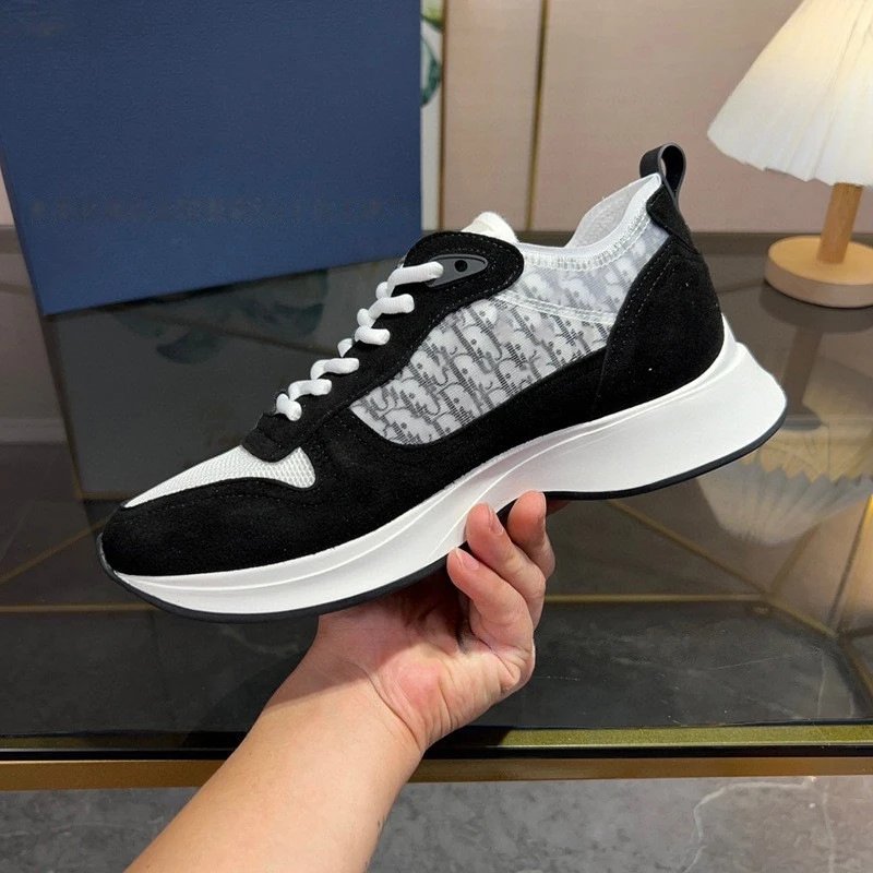 Dior B23 Oblique Sneakers Black White Gray Chunky Sneakers - 6