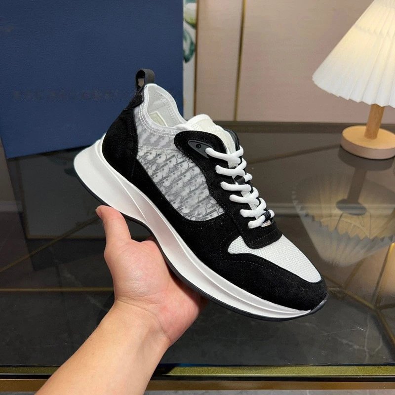 Dior B23 Oblique Sneakers Black White Gray Chunky Sneakers - 5