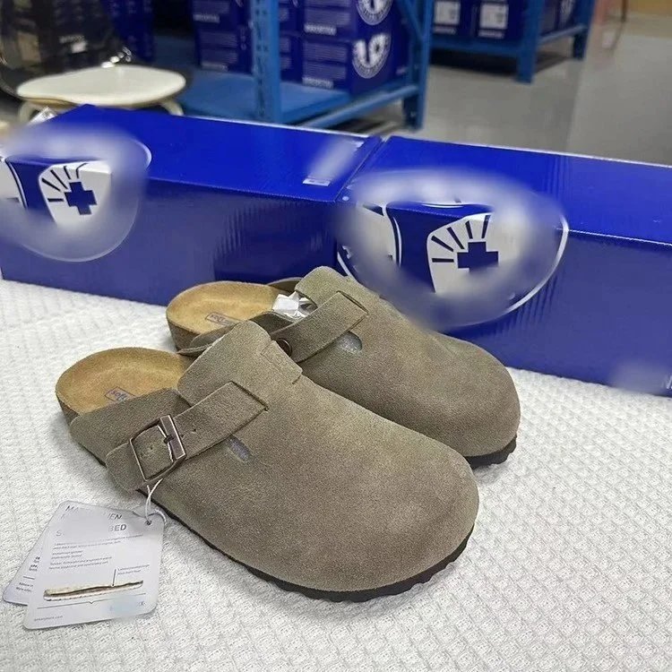 顶配  现货BK勃肯鞋真牛皮软木鞋底半包厚底凉鞋拖鞋男女同款情侣博肯鞋 - 131739