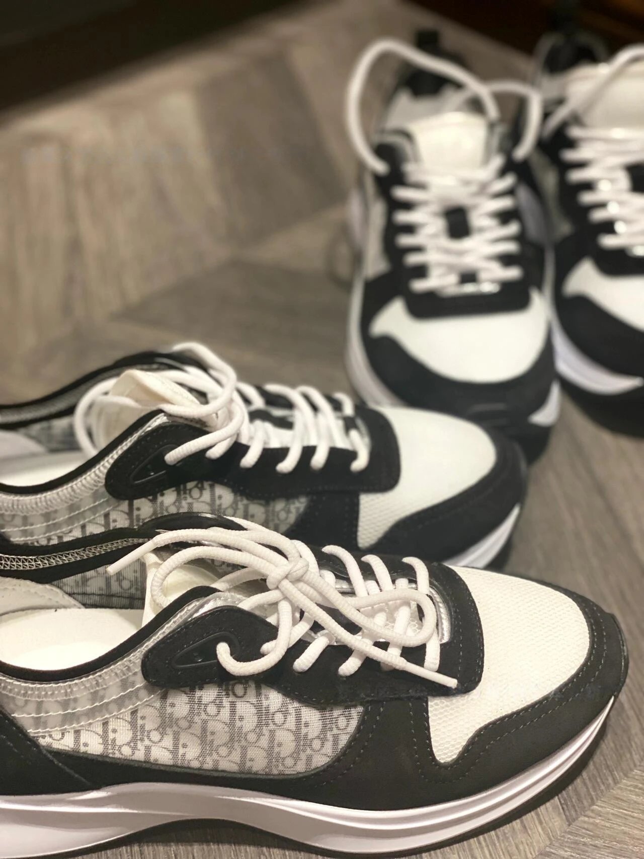 Dior B23 Oblique Sneakers Black White Gray Chunky Sneakers - 11