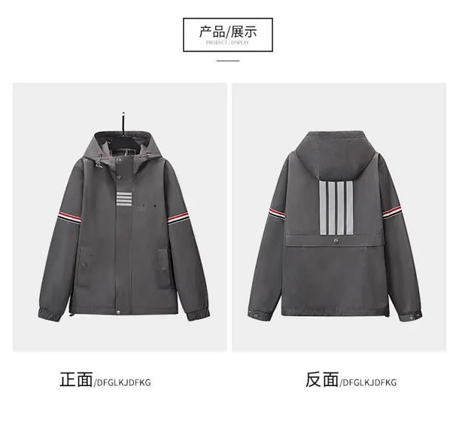 Unbranded Jackets Hooded padded jacket with striped sleeves and four-bar placket detail product detail image 3
