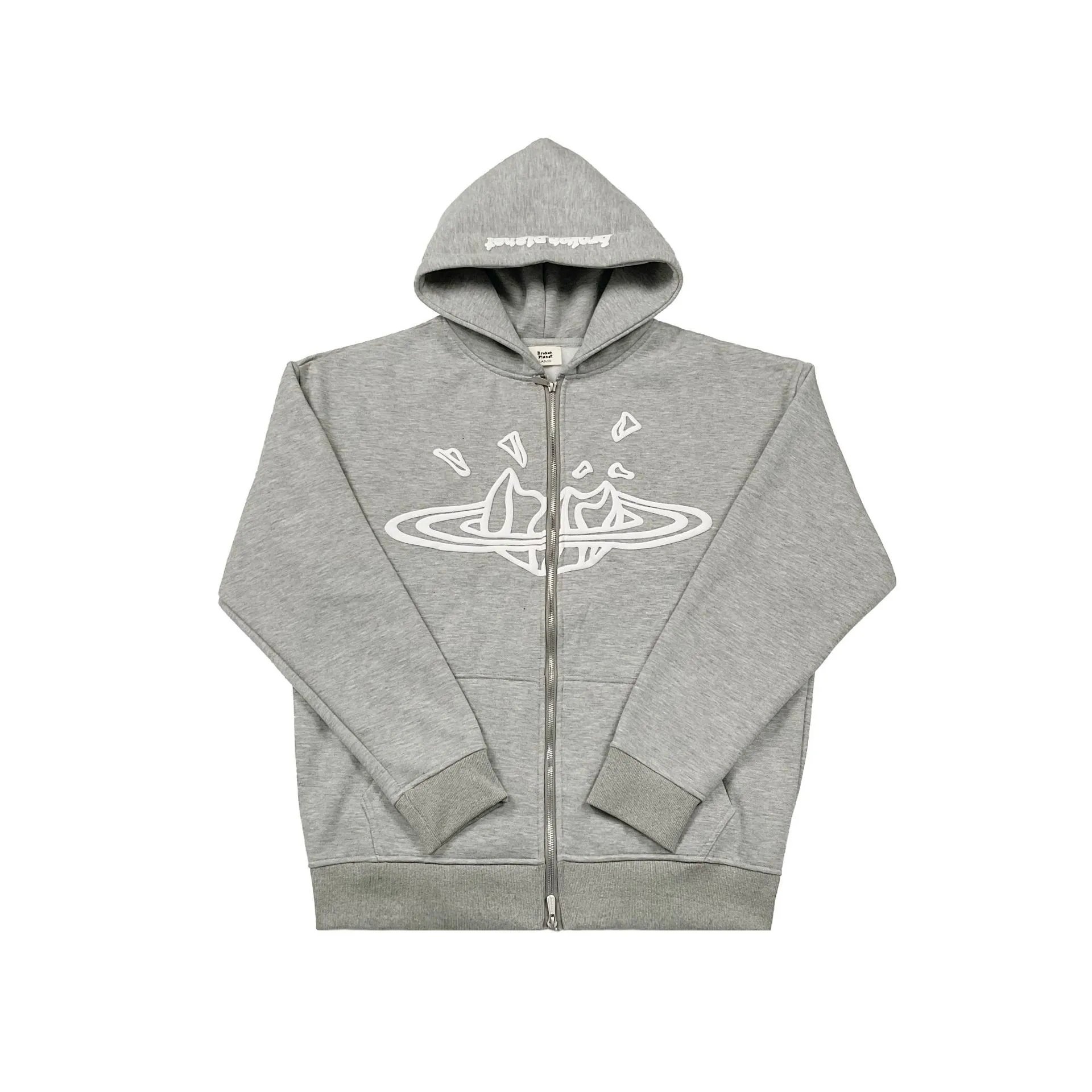 Broken Planet Hooded Hipster Alphabet Styrofoam Printed Hoodie Loose Casual Padded Sweatshirt Set Cross Border