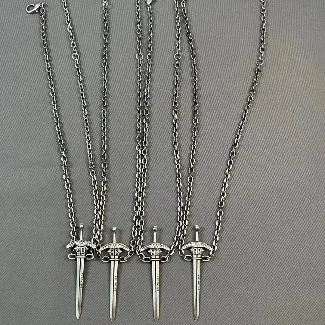 Coming back to original price Welfare half price ba24ss new sword necklace GOTH SWORD vintage silver large sword pendant with original box and dust bag