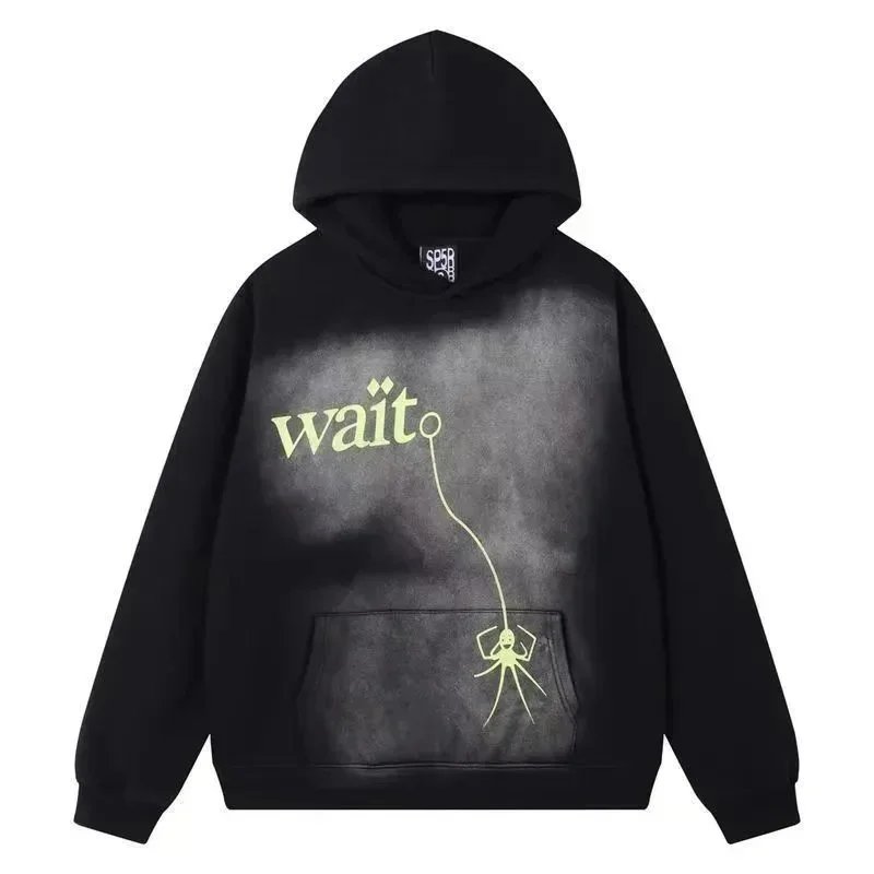 9061 Wash water black hoodie