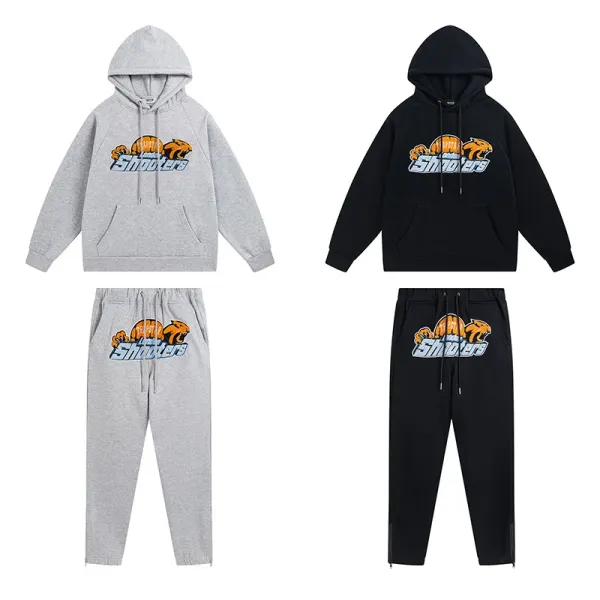 Shooters Graphic Hoodie and Sweatpants Set Gray and Black - 1