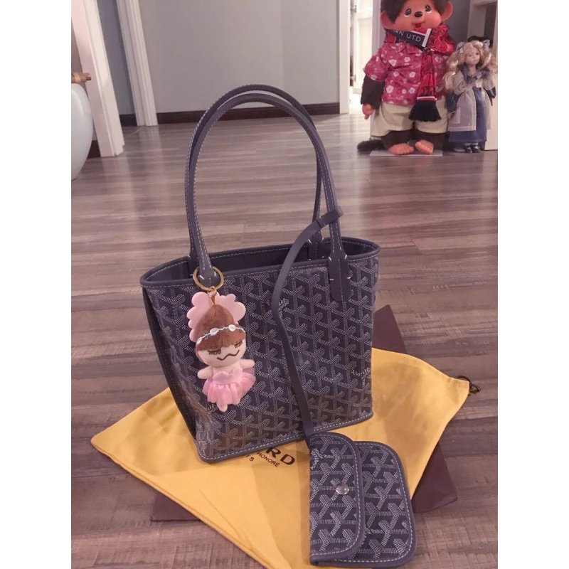 Goyard Handbags Goyardine patterned tote bag — Gray, small size