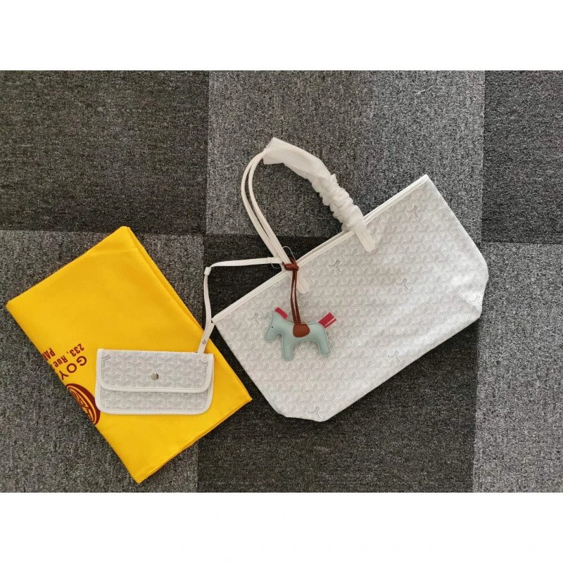 Goyard Handbags Goyardine patterned tote bag — White, large size