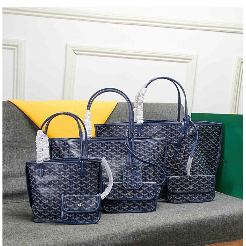 Goyard Handbags Goyardine patterned tote bag — Deep Blue Small Size