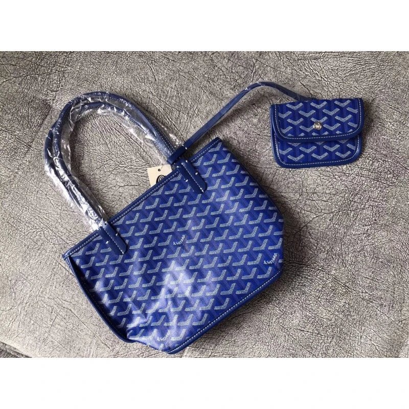 Goyard Handbags Goyardine patterned tote bag — Blue small size