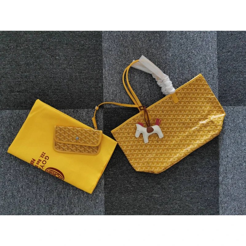Goyard Handbags Goyardine patterned tote bag — large yellow
