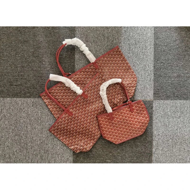 Goyard Handbags Goyardine patterned tote bag — Burgundy small size