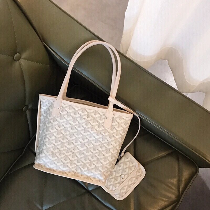 Goyard Handbags Goyardine patterned tote bag — White, small size