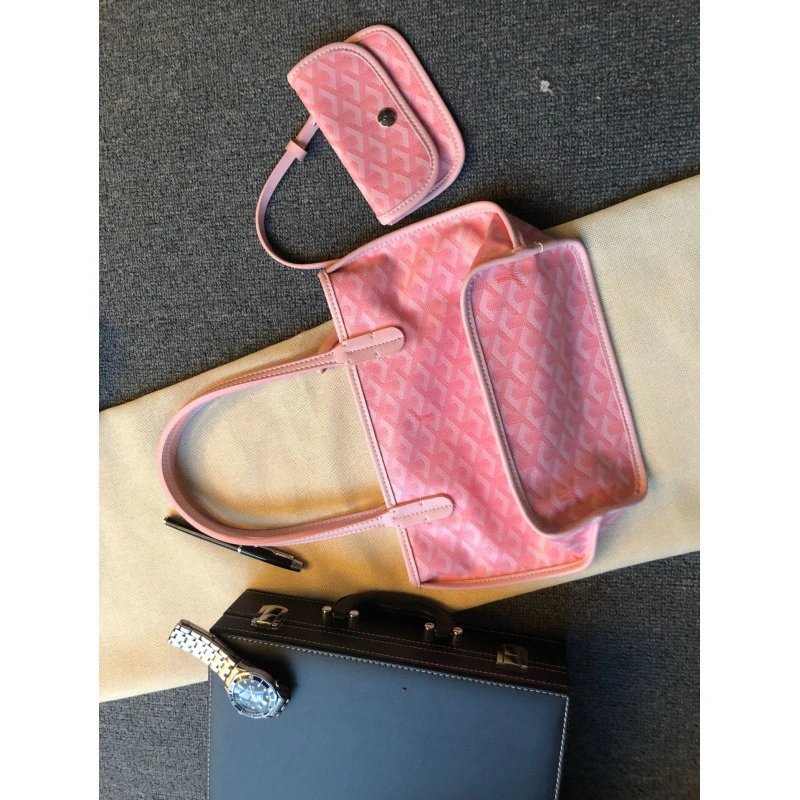 Goyard Handbags Goyardine patterned tote bag — Pink small size
