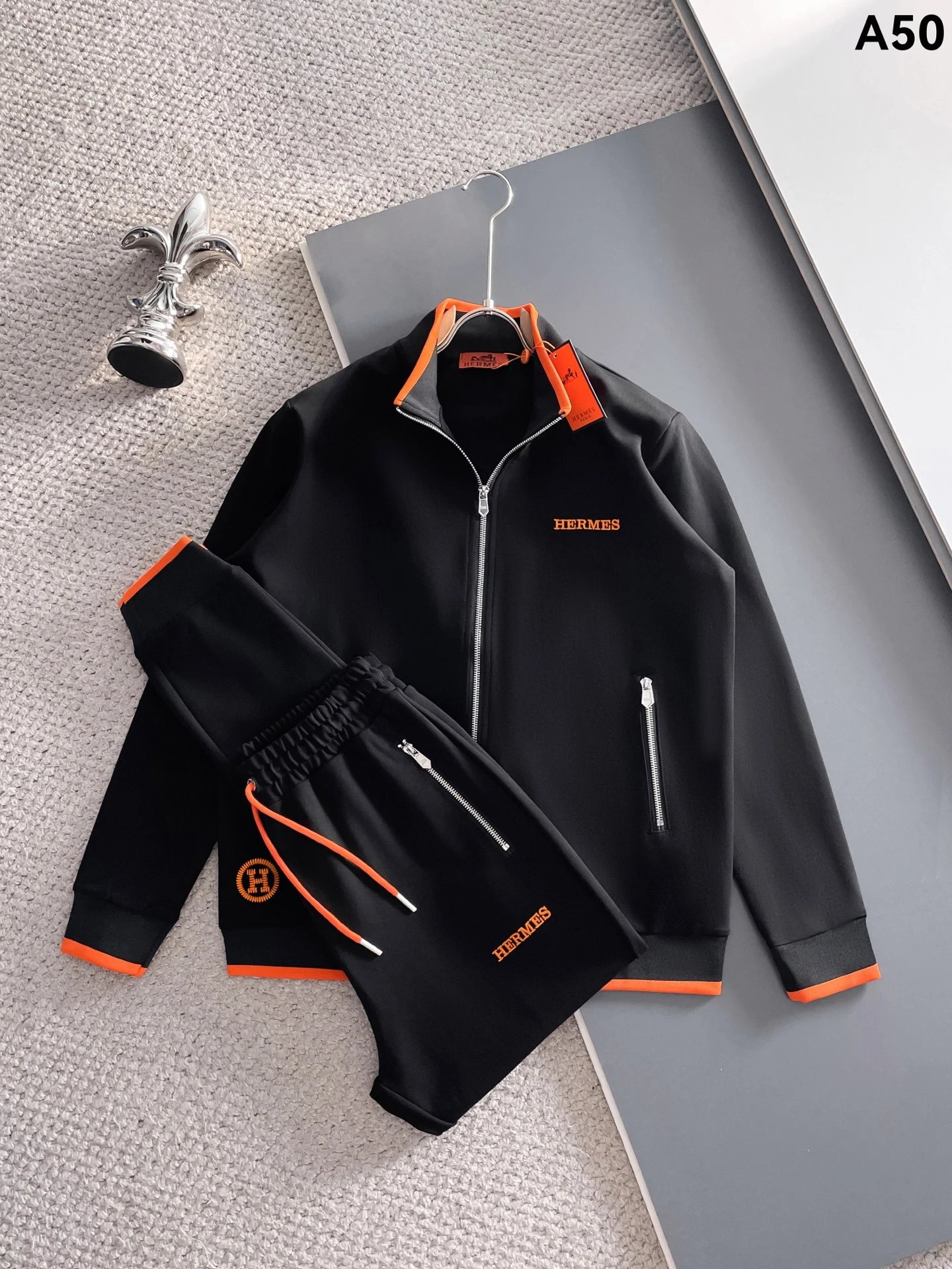 Dolce & Gabbana Tracksuits Zip-up track jacket and jogger set — Black A50