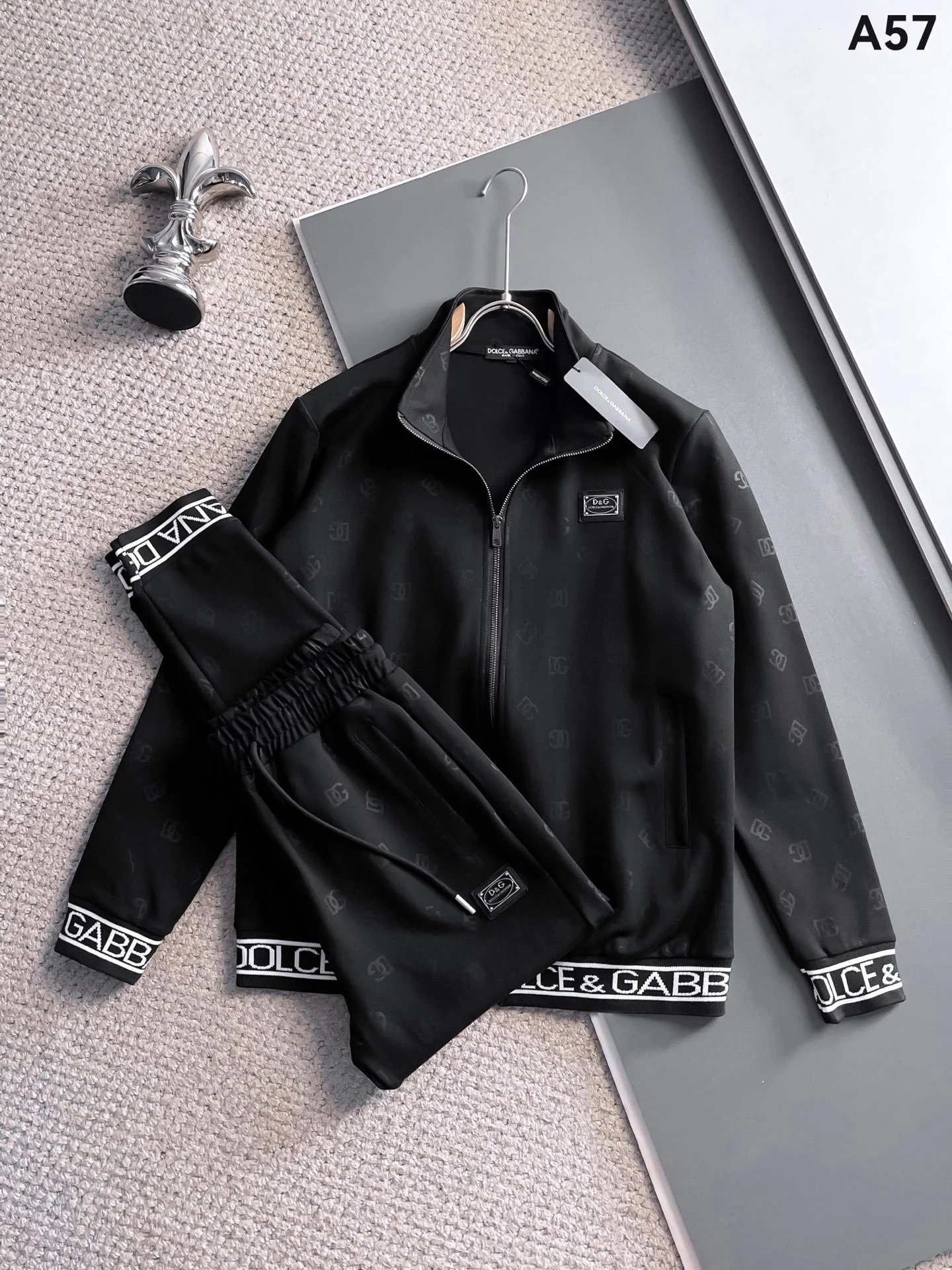 Dolce & Gabbana Tracksuits Zip-up track jacket and jogger set — Black A57