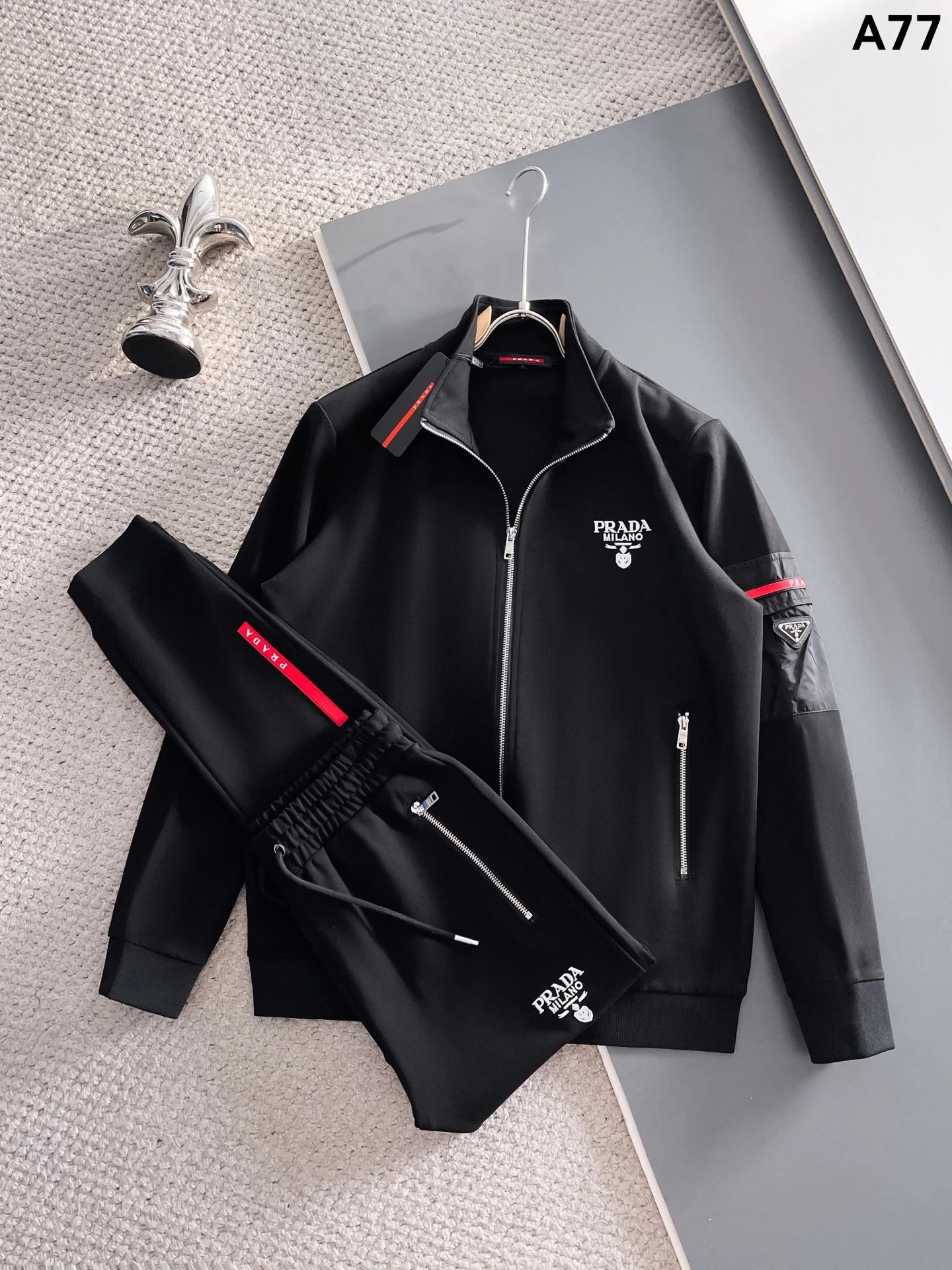 Dolce & Gabbana Tracksuits Zip-up track jacket and jogger set — Black A 77
