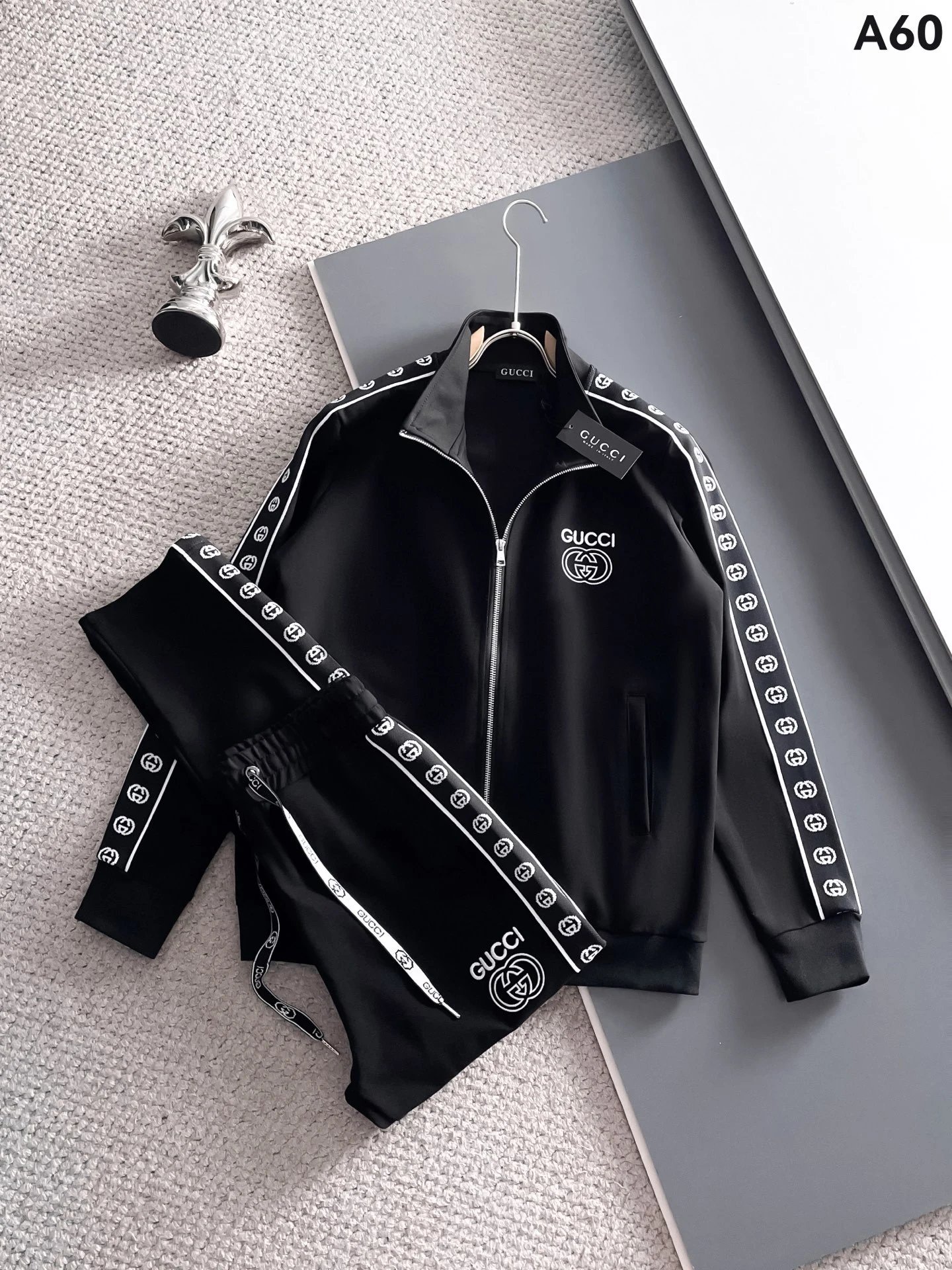 Dolce & Gabbana Tracksuits Zip-up track jacket and jogger set — Black A60