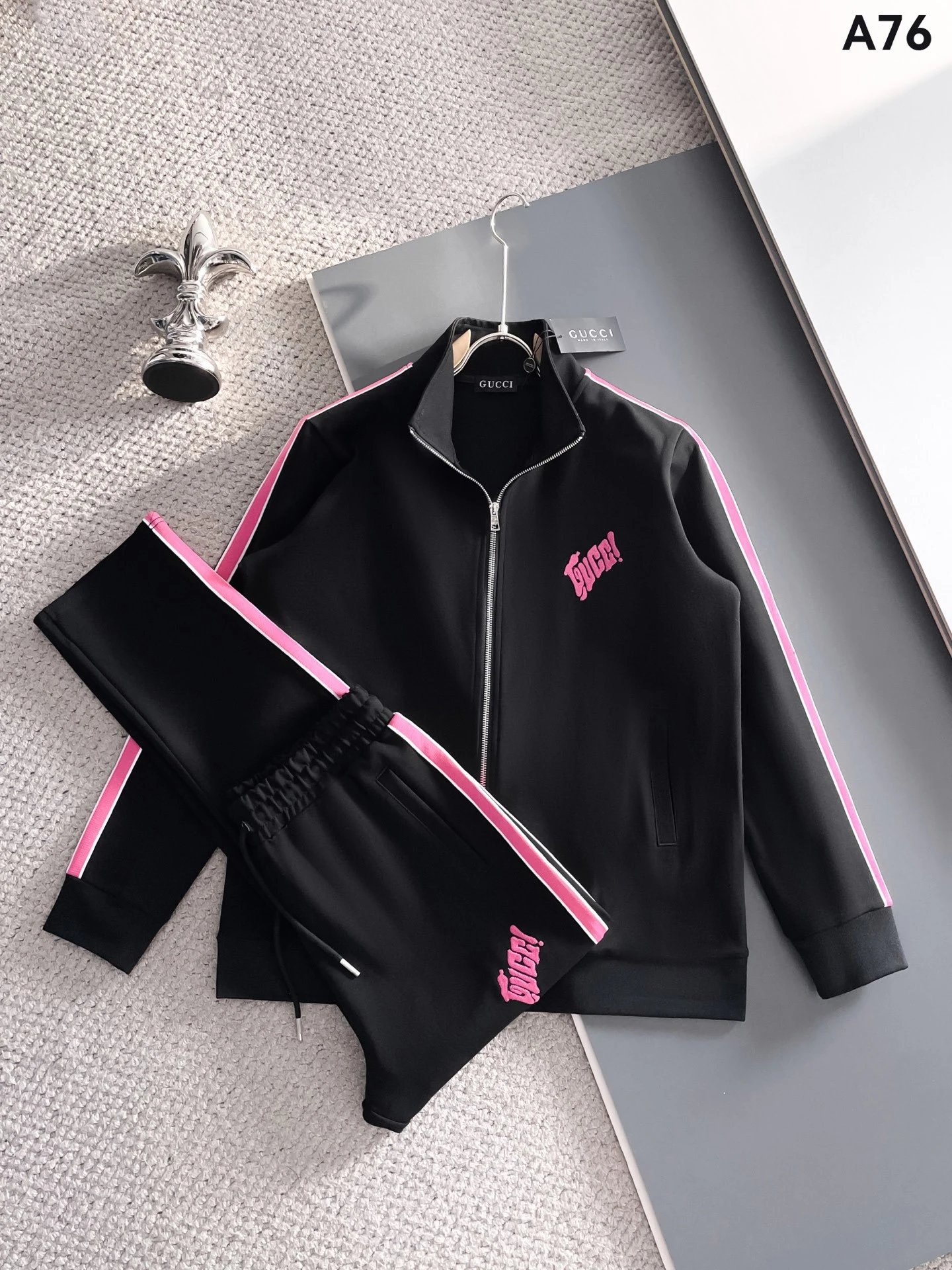 Dolce & Gabbana Tracksuits Zip-up track jacket and jogger set — Black A 76