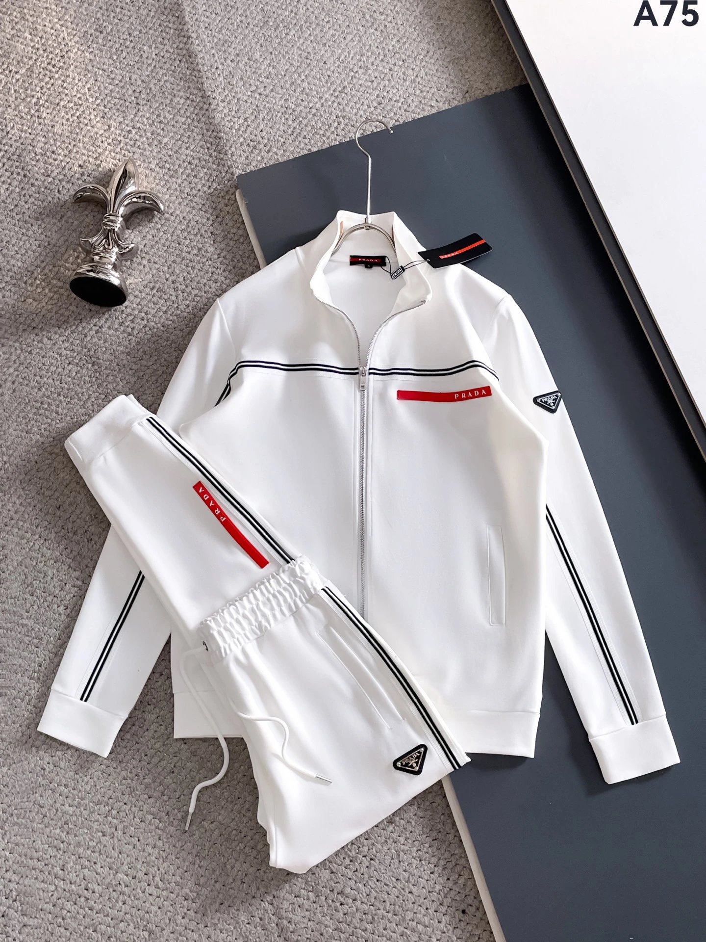 Dolce & Gabbana Tracksuits Zip-up track jacket and jogger set — white A 75