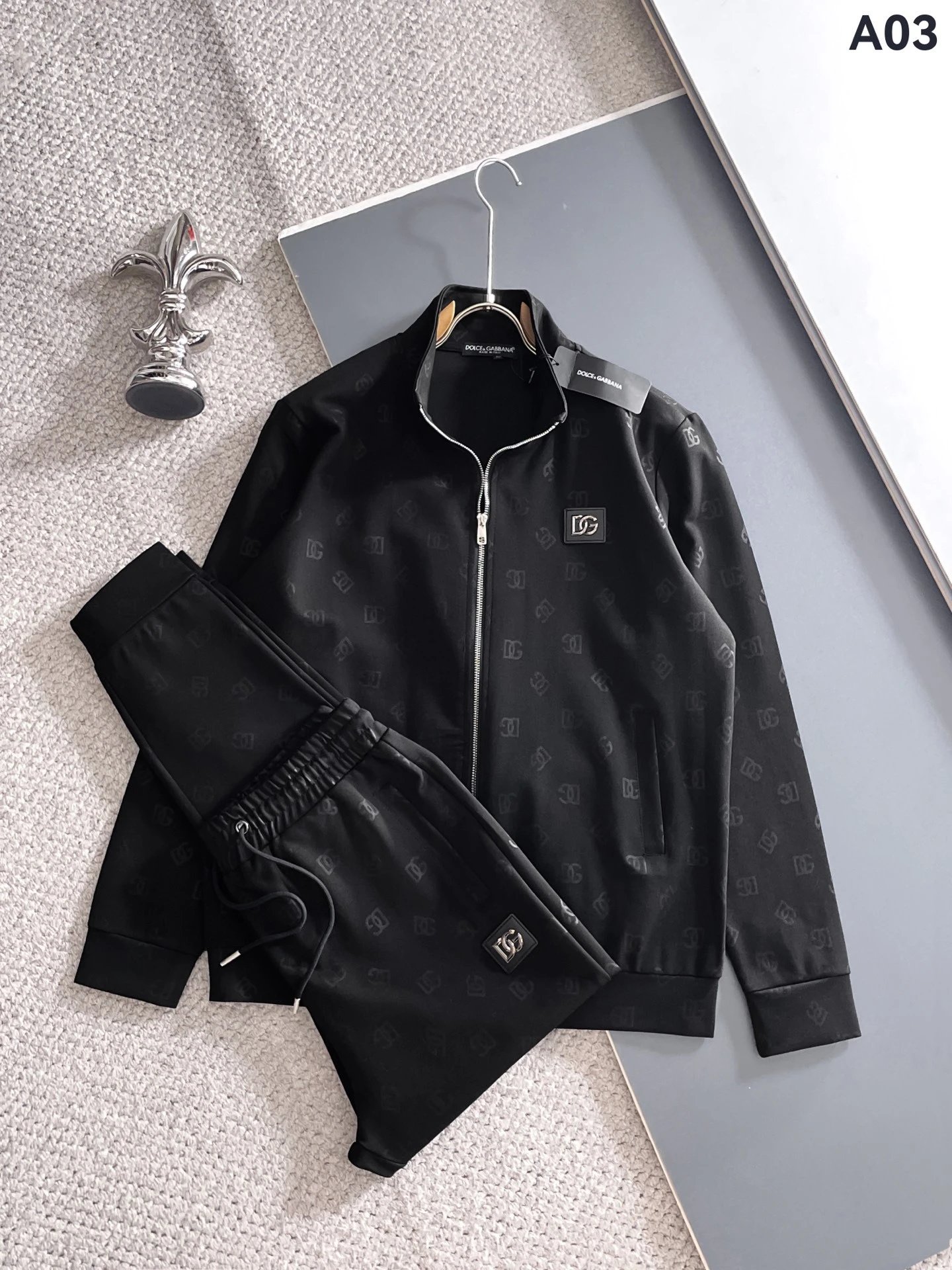 Dolce & Gabbana Tracksuits Zip-up track jacket and jogger set — Black A03