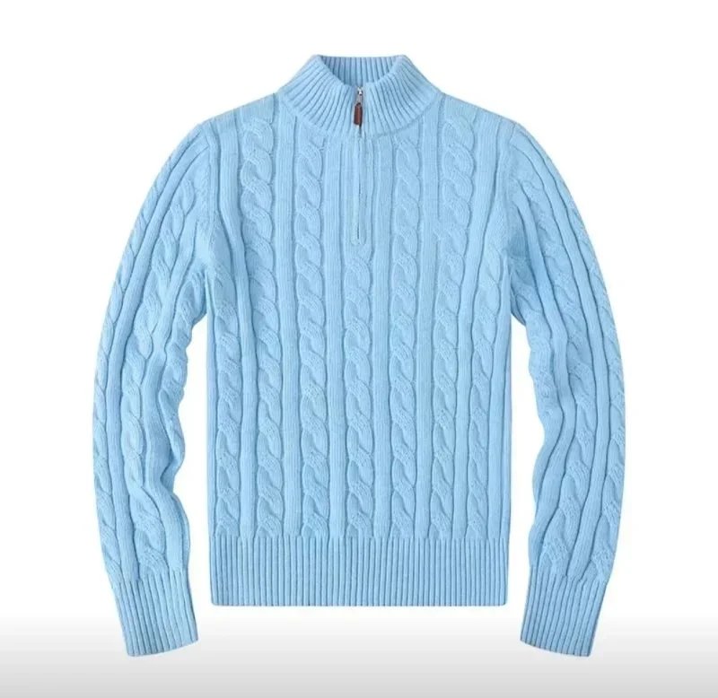 Polo Ralph Lauren Zip Sweater Cable Knit Light Blue