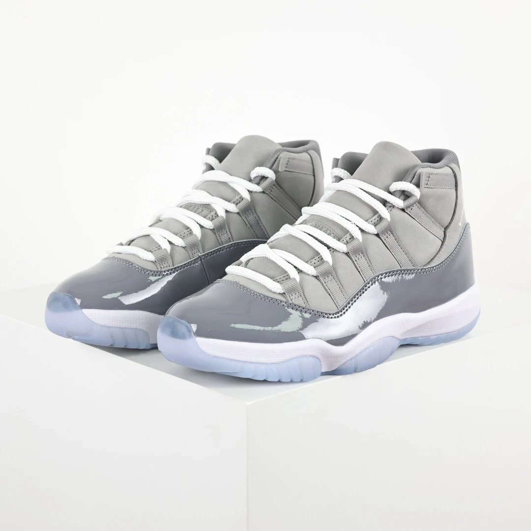 🔑T530500 【原装公司级 Air Jordan 11 Retro "Cool Grey" 灰白】 正确数据开模打造 正确中底拉帮 头层漆皮 懂货的自然懂 水晶大底正确色度色泽 车缝走线及对