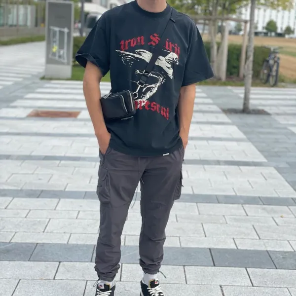 Represent Iron Spirit Black Oversized T-Shirt - 12