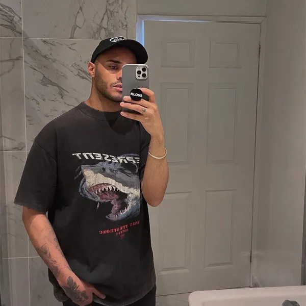 Represent Shark Graphic Oversized T-Shirt Beige - 50