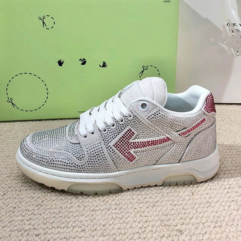 Off-White Diagonal Arrow Low Top Red and White Sneakers - 15