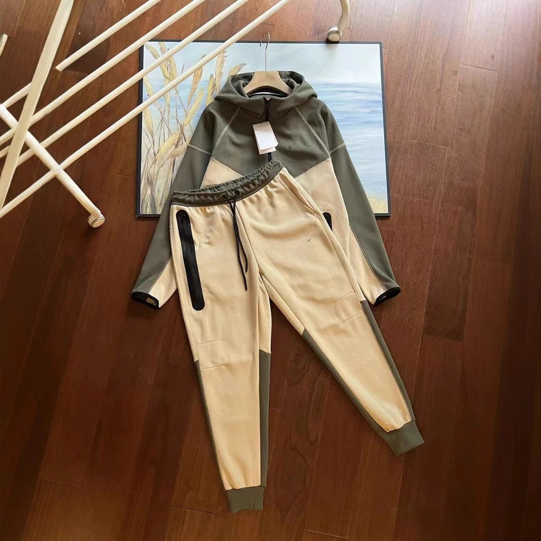 New Spring and Autumn Casual Sports Air Layer Cotton Hooded Jacket and Sweatpants Men's 922 and 002 Set