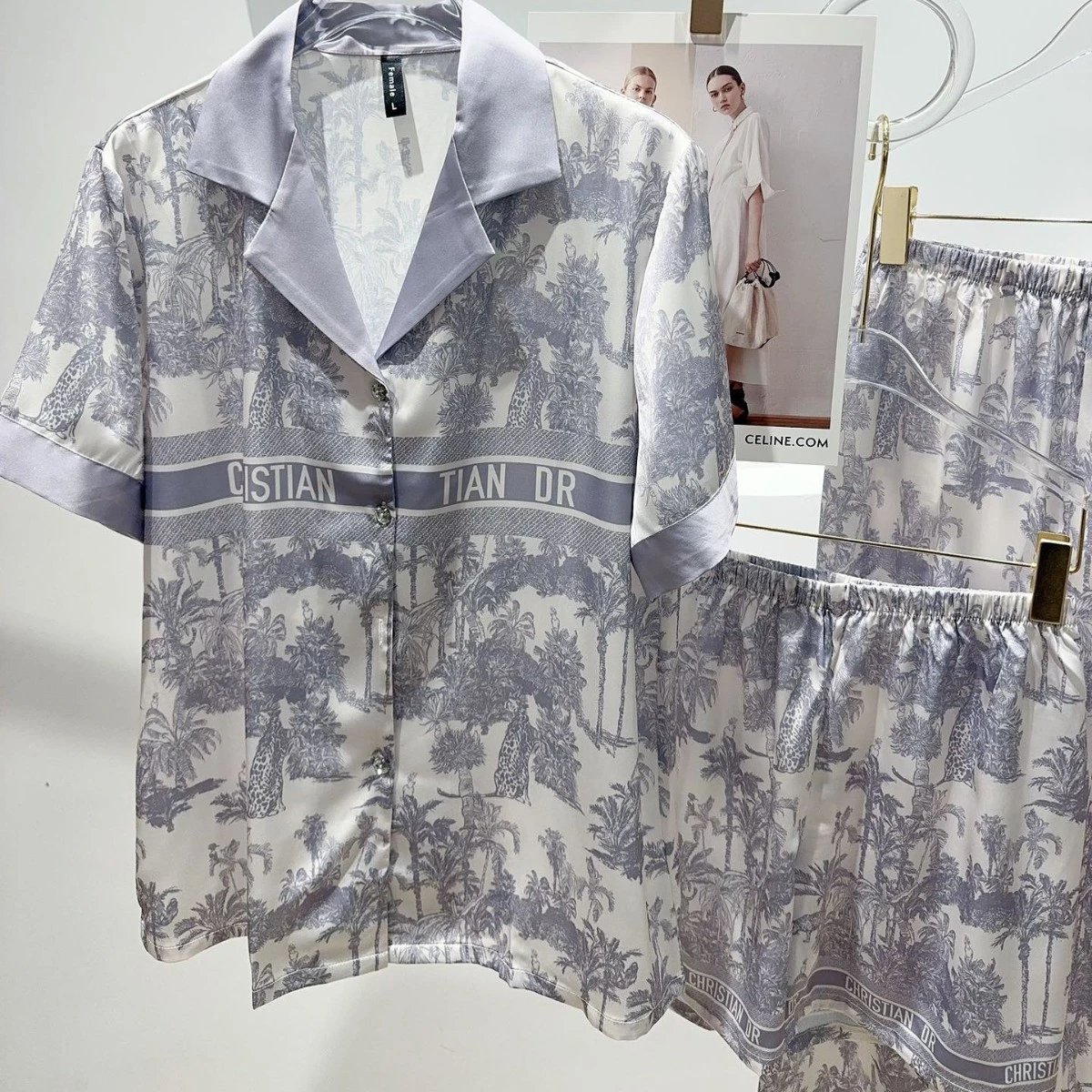 Dior Christian Dior Toile De Jouy Silk Pajama Set Shorts
