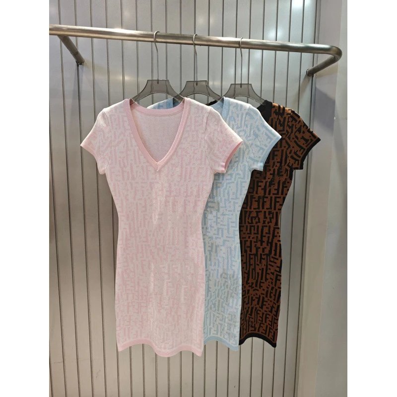 Fendi Ff Logo Knit Mini Dress T-Shirt
