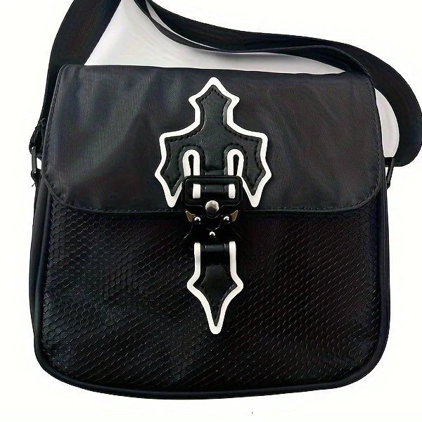 Gothic Cross-Embossed Messenger Bag T-Shirt