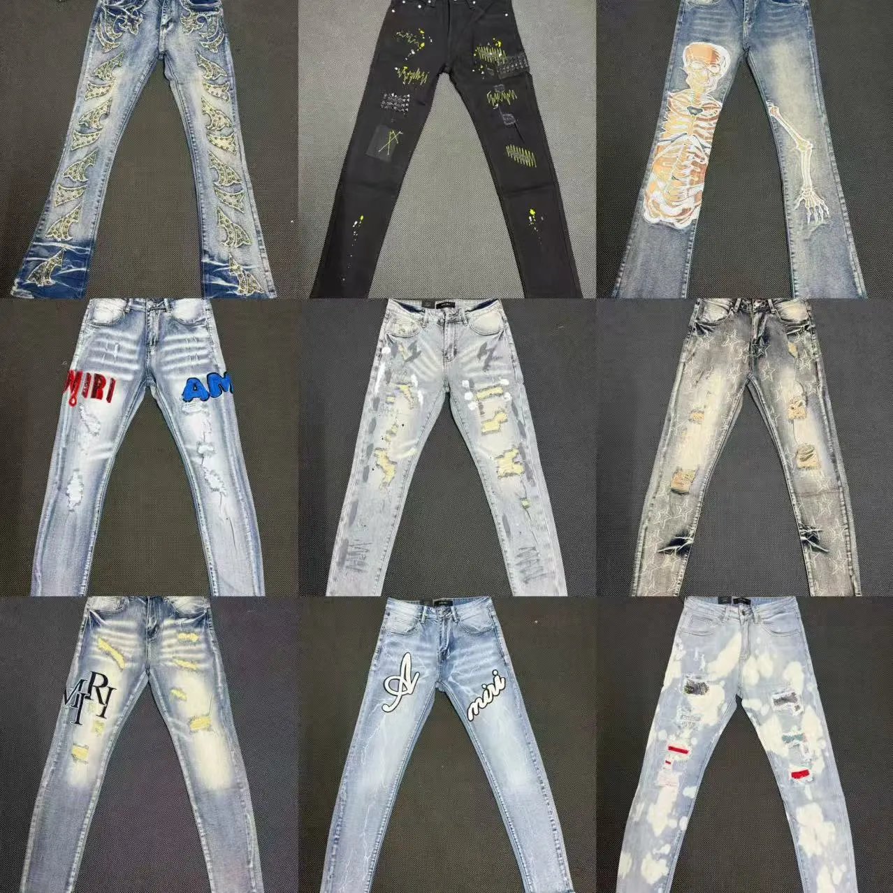 Amiri Distressed Embellished Denim Jeans